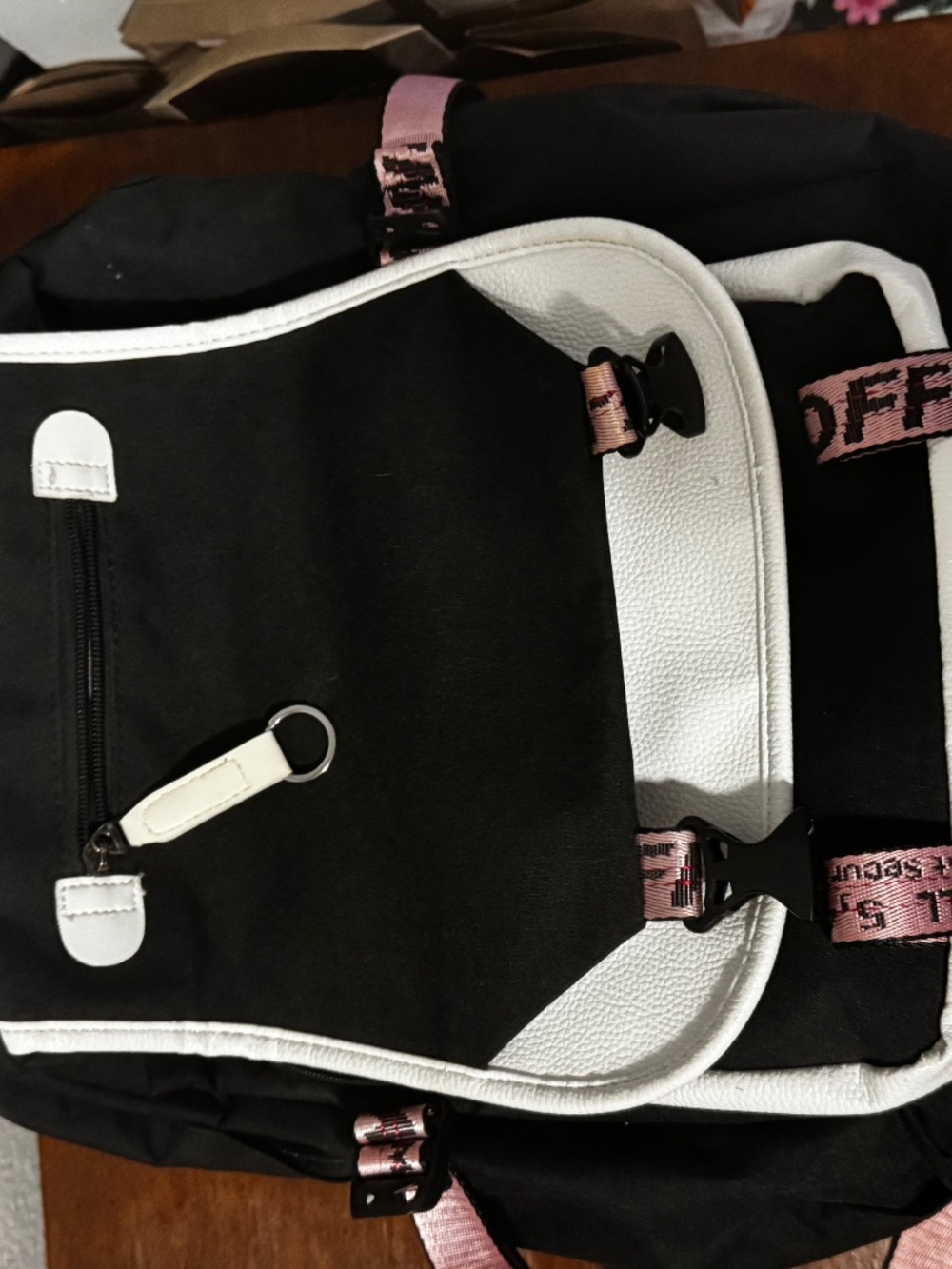 Off-White Pink Logo Strap School Bag.
